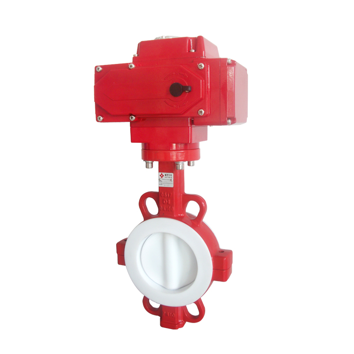 |Electric operate two piece body PTFE seat butterfly valve|